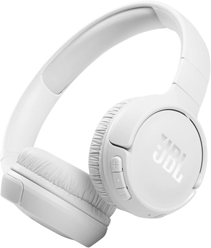 JBL Tune 510BT - Bluetooth headphones with up to 40 hours battery, microphone for call, foldable and comfortable, Android and iOs compatible (White)