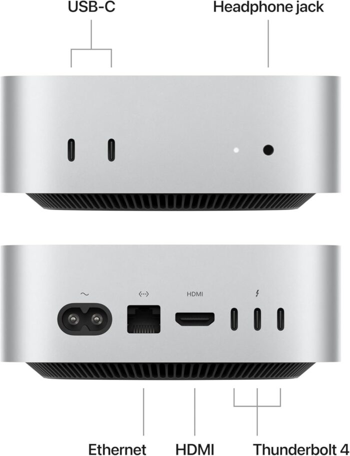 Apple 2024 Mac Mini Desktop Computer with M4 chip with 10‑core CPU and 10‑core GPU: Built for Apple Intelligence, 16GB Unified Memory, 256GB SSD Storage, Gigabit Ethernet. Works with iPhone/iPad