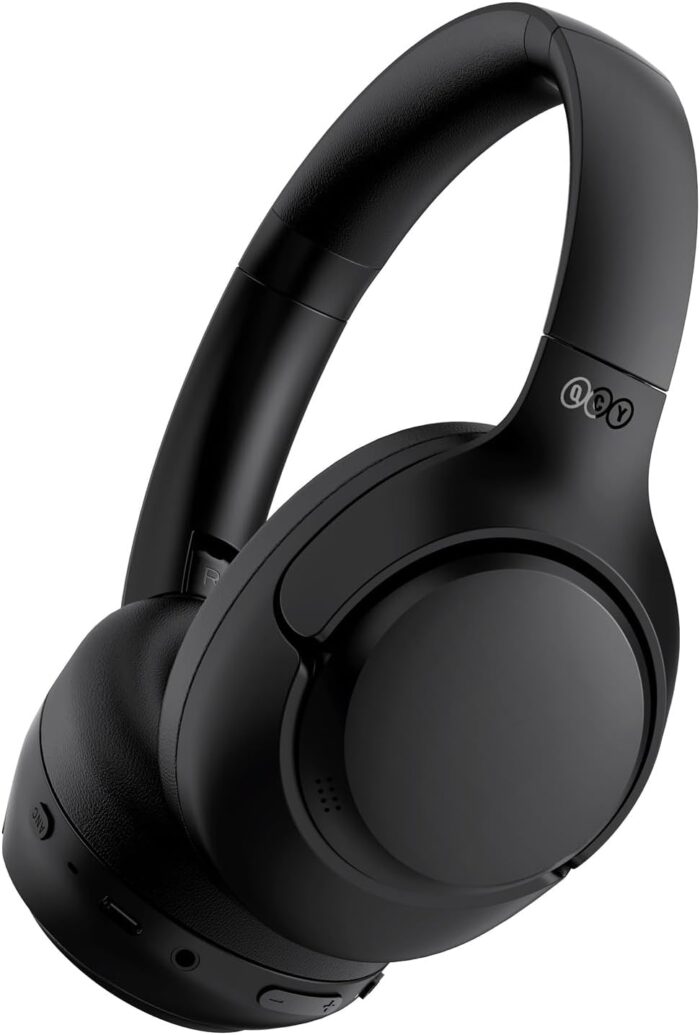 QCY H3 ANC Bluetooth Headphones Over Ear, Active Noise Cancelling Bluetooth 5.4 Headphones with Microphones, Hi-Res Audio Sound, Multipoint Connection, 60H Playback, Custom EQ via App(Black)