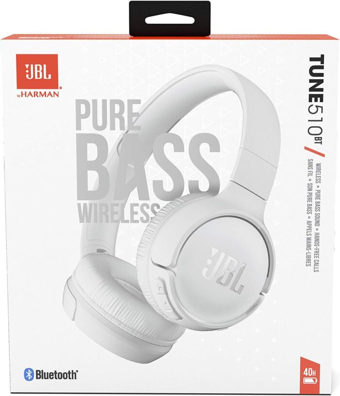 JBL Tune 510BT - Bluetooth headphones with up to 40 hours battery, microphone for call, foldable and comfortable, Android and iOs compatible (White) - Image 8