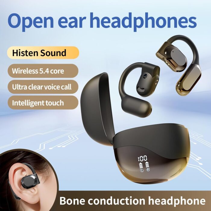 Open Ear Headphones Wireless Bluetooth ，Bone Conduction Headphones，Clip on Earbuds, HiFi Stereo (Black) - Image 7