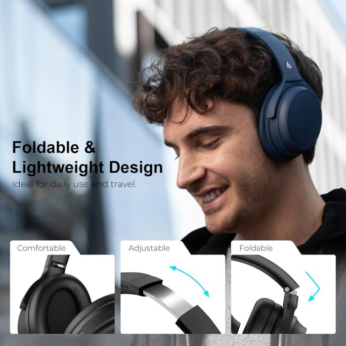 Edifier WH700NB Wireless Active Noise Cancellation Over-Ear Headphones, Bluetooth 5.3 Foldable Lightweight Headset, Dual Device Connection, 68-Hour Battery Life, for Travel, Home Office - Navy Blue - Image 7