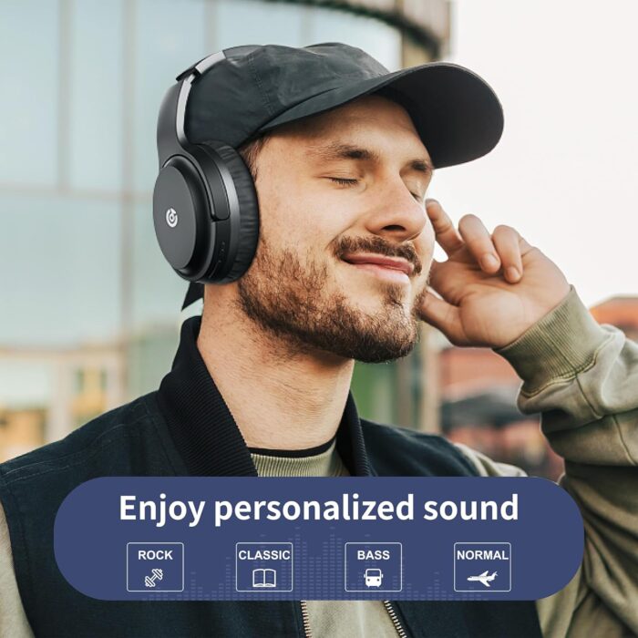 Bluetooth Headphones Over Ear 120H Playtime, 4 EQ Modes, Wireless Headphones with Mic, Hi-Fi Stereo, Type-C Fast Charging, Headphones with Case for Travel, Office, Daily Use - Image 7